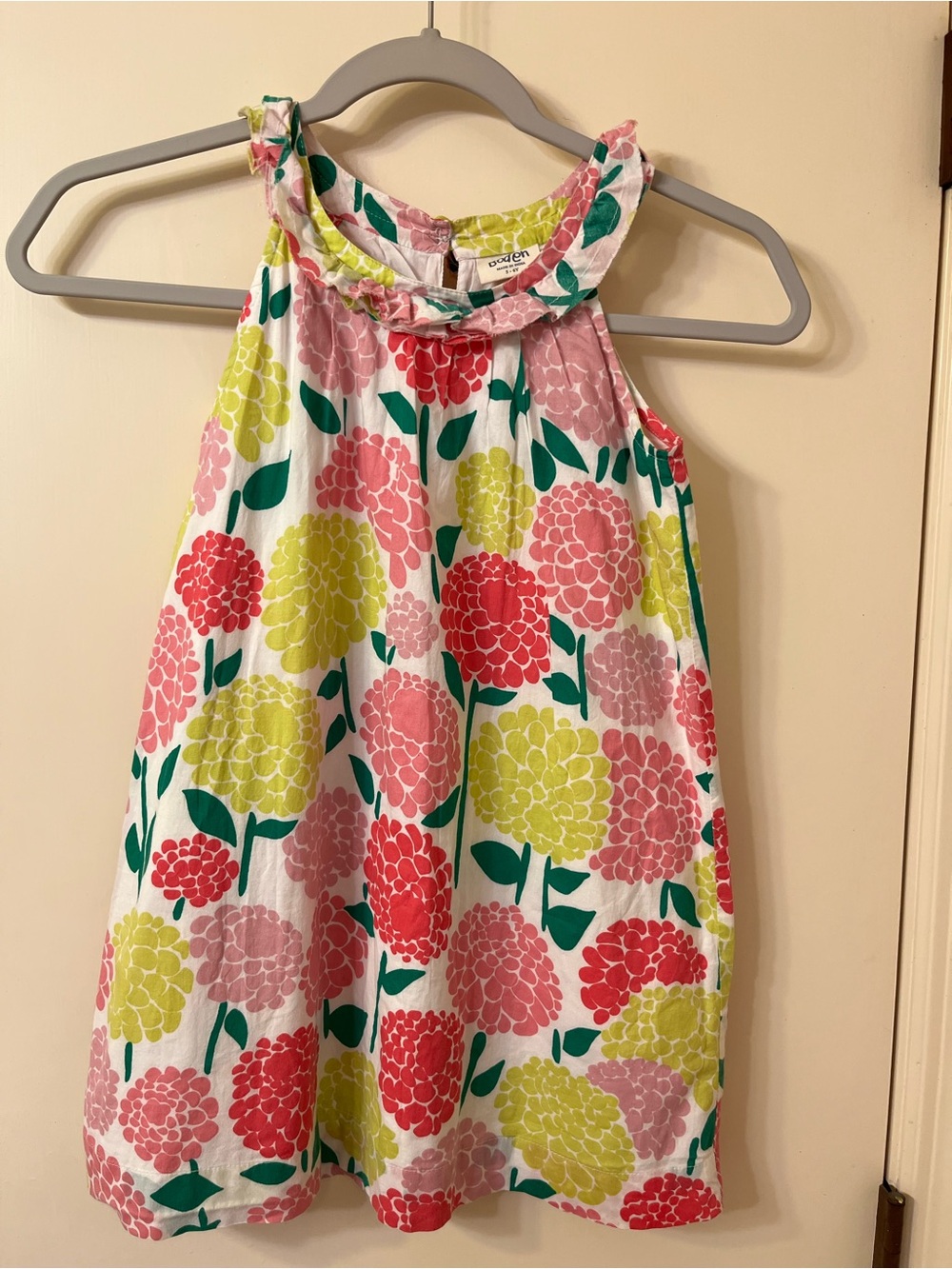 Mini Boden Pink, Green & White Floral Sleeveless Dress Size 5-6